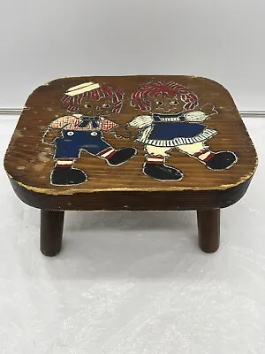 Vintage Wood Raggedy Ann & Andy Cricket Stool Foot Milking Bench 11x9x7 • $49.99