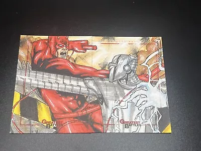 Marvel Greatest Battles Sketch Cards By Mark Marvida Dare Devil 😈 • $150