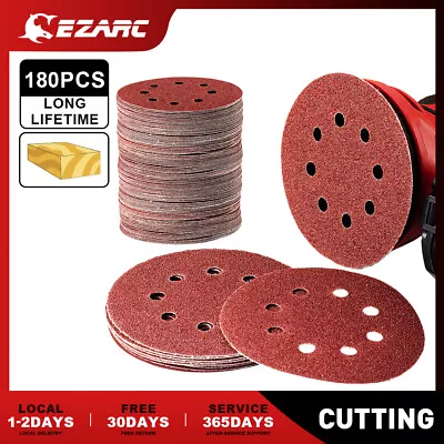 5inch Sanding Discs 40-3000 Grit Hook Loop 8-Hole Orbital Sander Paper Sandpaper • $39.99