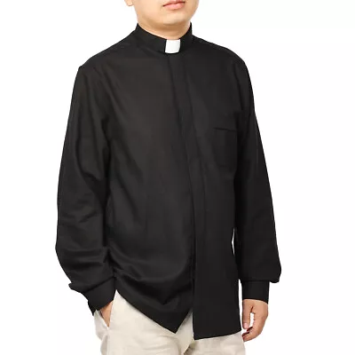 Clergy Mens Shirt With White Tab Collar  Minister Preacher Priest Long Sleeve • $32.99