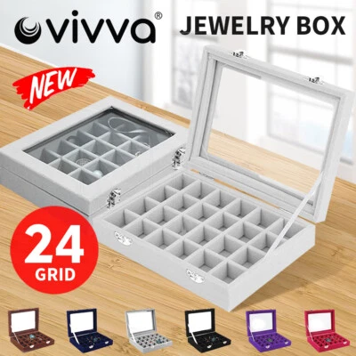 $14.97 • Buy Vivva Organizer Case Box Holder Storage Jewelry Earring  Ring Velvet Display