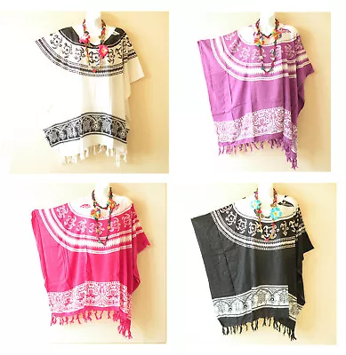 KG42 Turtle Batik Plus Kimono Poncho Maternity Hippy Women Blouse Top Up To 5X • $24.90