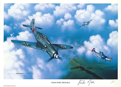 Gunther Rall Hand Signed Long Nose Trouble Print Stan Stokes Wwii Ace 275v • $69.95