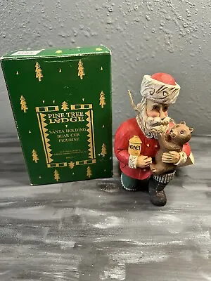 Midwest Of Cannon Falls Pine Tree Lodge Santa Holding Bear Cub Figurine • $12