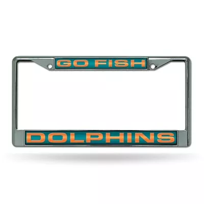 Miami Dolphins Go Fish Chrome Metal Laser Cut License Plate Frame • $14.99