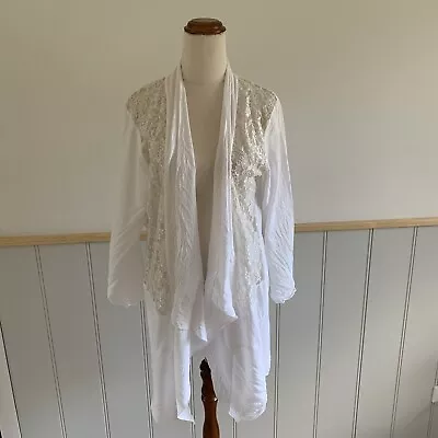 $39 • Buy Arnhem Womens Size Medium Long Sleeve Ivory Lightweight Lace Kimono