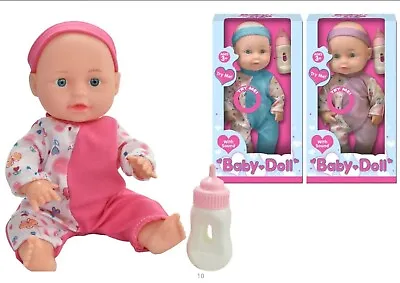 10  Baby Doll With Sounds Clothes Outfit And Milk Bottle Girls Boys Cuddle Toy • £10.95