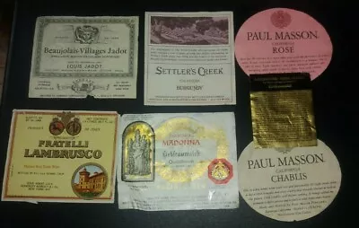 Lot 7 Vintage Wine Labels Beaujolais Jadot Valckenberg Lambrusco More Collage  • $9.95