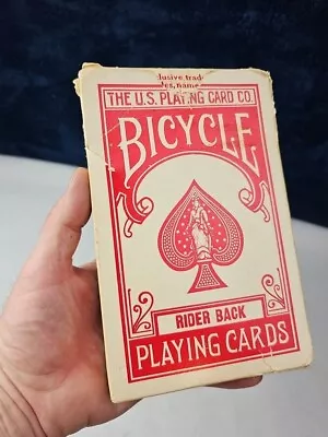 VINTAGE BIG Bicycle Jumbo Playing Cards RED RIDER BACK 7  X 4.5  Complete 8082 • $10