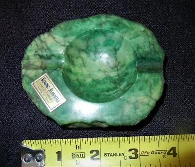 1940's HAND CARVED LABELED ITALY ALABASTER ASHTRAY MARBLE SLAG JADE GREEN COLOR • $25.99