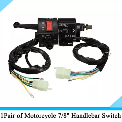 1Pair Motorcycle 7/8  Handlebar Horn Turn Signal Light Electrical ON OFF Switch • $21.84