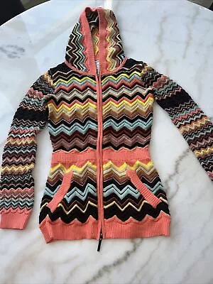 MISSONI For Target Girl’s Long Zip-Front Hoodie Cardigan Colorful Size Medium • $12.50