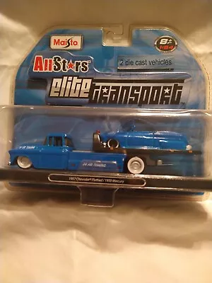 Maisto All Stars Elite Transport Chevy Flatbed And 1950 Mercury New In BP • $15