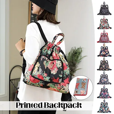 Womens Drawstring Backpack Oxford Printed Fashion Bag Large Capacity Gym Bag • $10.43