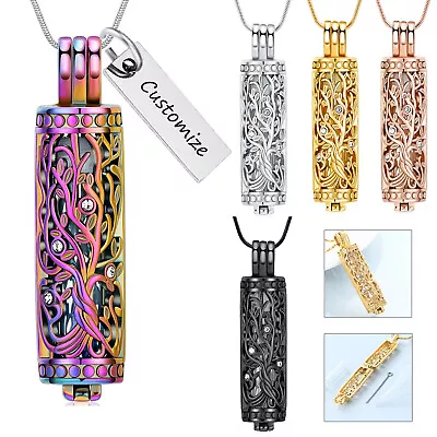 Glass Urn Tree Of Life Cylinder Necklace For Cremation Ashes Memorial Jewelry • $13.39