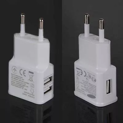 2A 5V EU European 1/2 Ports Plug USB AC Power Wall Charger Home Travel Adapter • £3.36