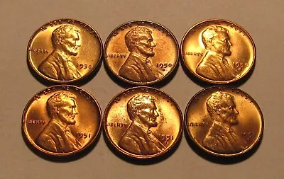 1950 PDS & 1951 PDS Lincoln Cent Penny - Mixed BU Condition - 59SA • $6.50