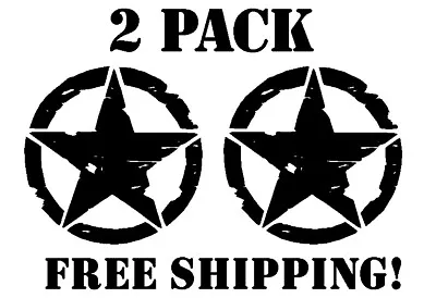 Army Star Decal Distressed Vinyl Military Sticker 2 Pack Truck Window Door Hood • $12.11