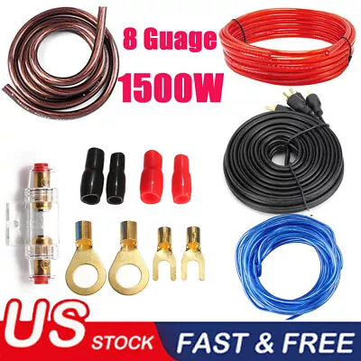 8 Gauge Amp Kit Amplifier Install Wiring Complete 8 Ga Car Wires  Cable 1500W US • $11.99