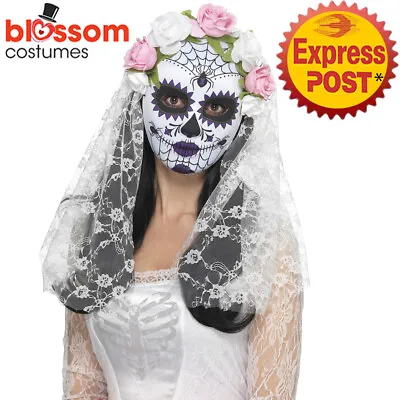 AC234 Day Of The Dead Bride Mexican Senorita Full Mask Halloween Skull Costume • $19.95