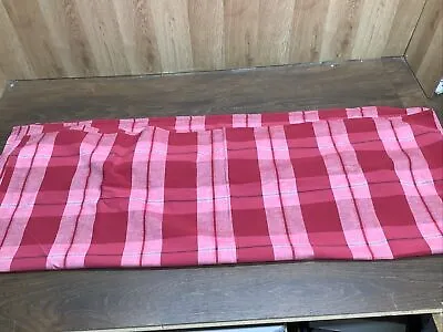 VTG Red Plaid With Green Stripes Rectangular  Tablecloth 80”X 40” • $8.50