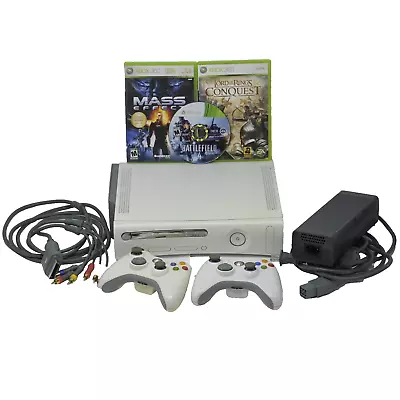 Microsoft XBox 360 Pro 60GB White Video Game Console HDMI Two Controllers 3games • $103.10