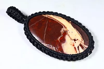 91 Ct Macrame Oval Pendant 100% Natural Coconut Jasper Gemstone Aa-558 • $9.99