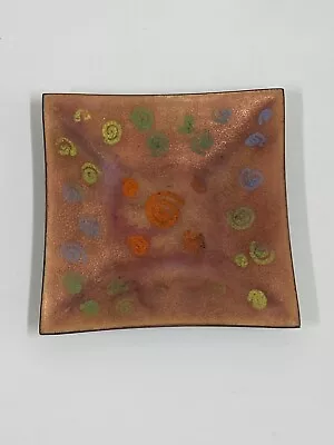 Vintage Mid-Century Enameled Copper 4” Square Dish Plate • $7