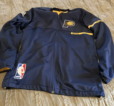 INDIANA PACERS Basketball ADIDAS Size MEDIUM Hoodie Warm Up Jacket NBA Blue • $42.49