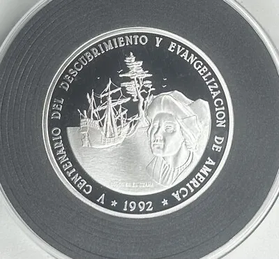 Dominican 1992 Columbus 100 Pesos 5oz Silver Proof Coin • $249.95