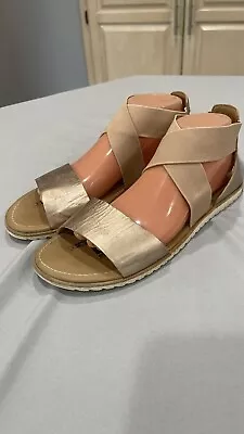 Sorel Ella Leather Gladiator Sandals Elastic Size 10 • $33