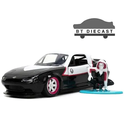 JADA SPIDER MAN 1990 MAZDA MIATA 1/32 With GHOST SPIDER FIGURE 33662 • $7.95