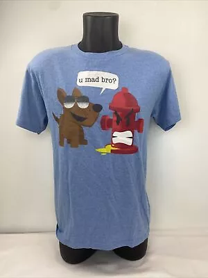 Men's Graphics U Mad Bro Red T-Shirt  Short Sleeve YXL- AM Dog Fire Hydrant • $11