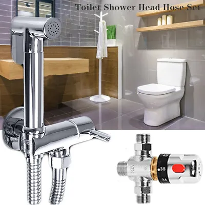 Thermostatic Mixer Valve Bidet Toilet Shower Hand Held Douche Kit Muslim Silver • £17