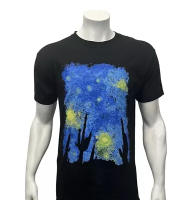 NWOT Vincent Van Gogh Starry Night City Painting Art Black Graphic T-Shirt MD • $24.99