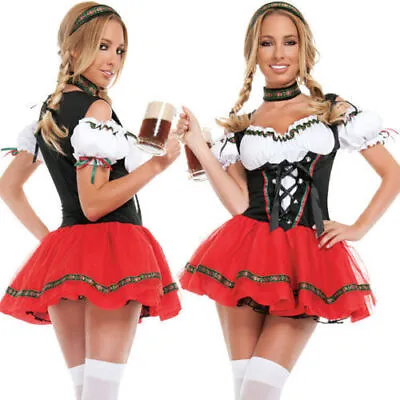Maid Costume Oktoberfest Beer  German Bavarian Dirndl Dress Carnival • £19.99