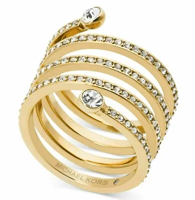 Women's Michael Kors MKJ4722710 Gold Tone Pave Spiral Ring  • £59.84