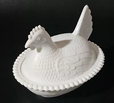 Vtg Indiana Milk Glass  Hen On Nest  Candy Dish • $14.95