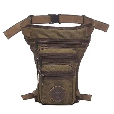  Canvas Thigh Drop Leg Bag For Men Tactical Military Motorcycle Rider #09Coffee • $34.87