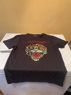 Women Ed Hardy X  Rhinestone Tiger “BLING”  Size S T-Shirt Tee Gray • $15