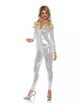 Women's Shakin' 70s Disco Diva Platinum Jumpsuit Costume • $22.81