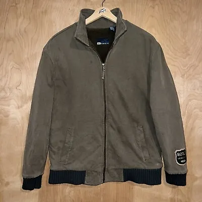 Men’s Hobie Cotton Sherpa Lined Full Zip Logo Jacket Brown Size Large • $29.95