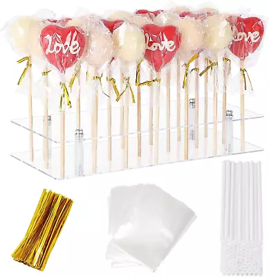 Cake Pop Stand With Sticks Kit 21 Holes Lollipop Display Stand Acrylic Cake Po • £11.28