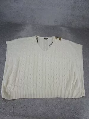 Massimo Dutti Sweater Vest Womens Small Cable Knit Linen Cotton Blend • $19.99