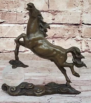 Lost Wax Method: Milo's Signed Rearing Horse Sculpture Genuine Bronze Artwork • $129.50