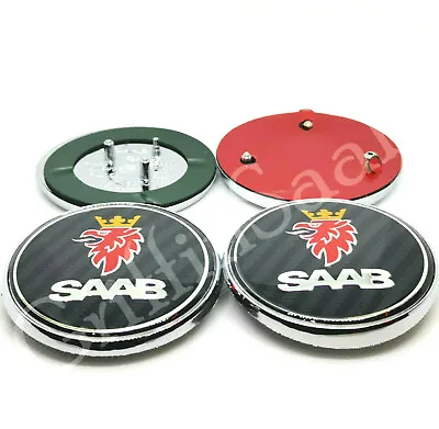 2 X Saab 93 9-3 Convertible & Estate Carbon Fibre Badge Emblem Set 2004-2012 • £41.99