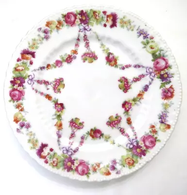Vintage Victoria Austria Carlsbad Dessert Plate Floral Garland Star Pattern • $10