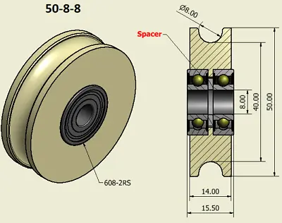 £30 • Buy 50mm Nylon Pulley Wheel With Ball Bearings Various Groove Size Precisely Turned.