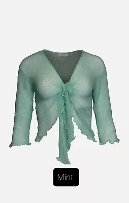 £8.99 • Buy Womens Ladies Bali One Size Tie Up Stretch  Net Shrug Cardigan Mint Colour 22