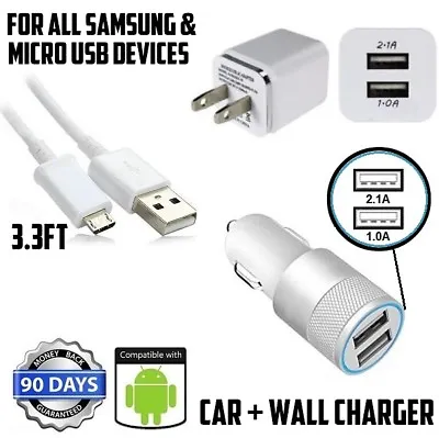 UNIVERSAL DOUBLE WALL CAR CHARGER WITH MICRO USB CABLE For ANDROID Samsung LG • $7.99